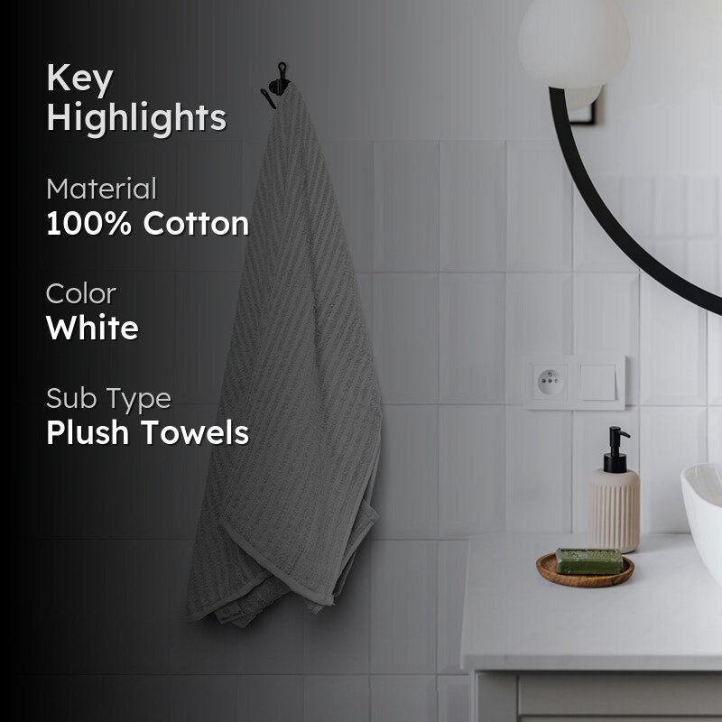 Micro Cotton LuxeDry Striped Bath Towel - White media 2
