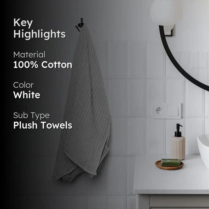 Micro Cotton LuxeDry Striped Bath Towel - White media 2
