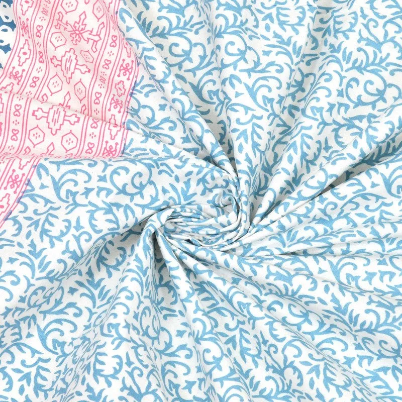 Blossomon Cotton Bedsheet (Blue,Pink) - 240 TC media 5