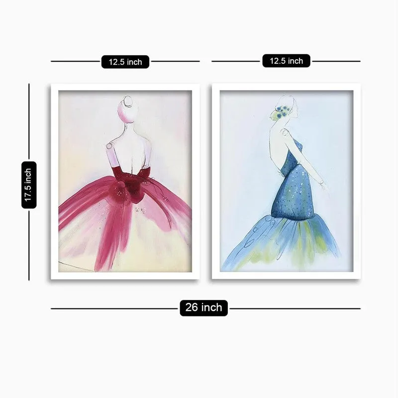 Belleza Paper Wall Painting With MDF Frame - Set Of Two media 8