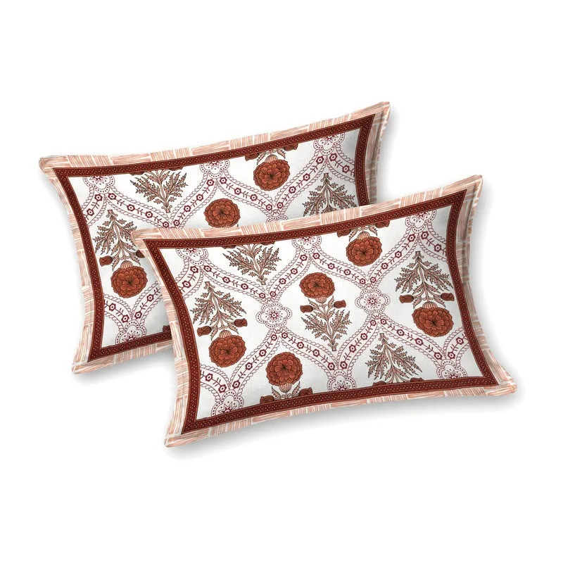 Vineen Cotton Bedsheet (Brown,White) - 240 TC media 4