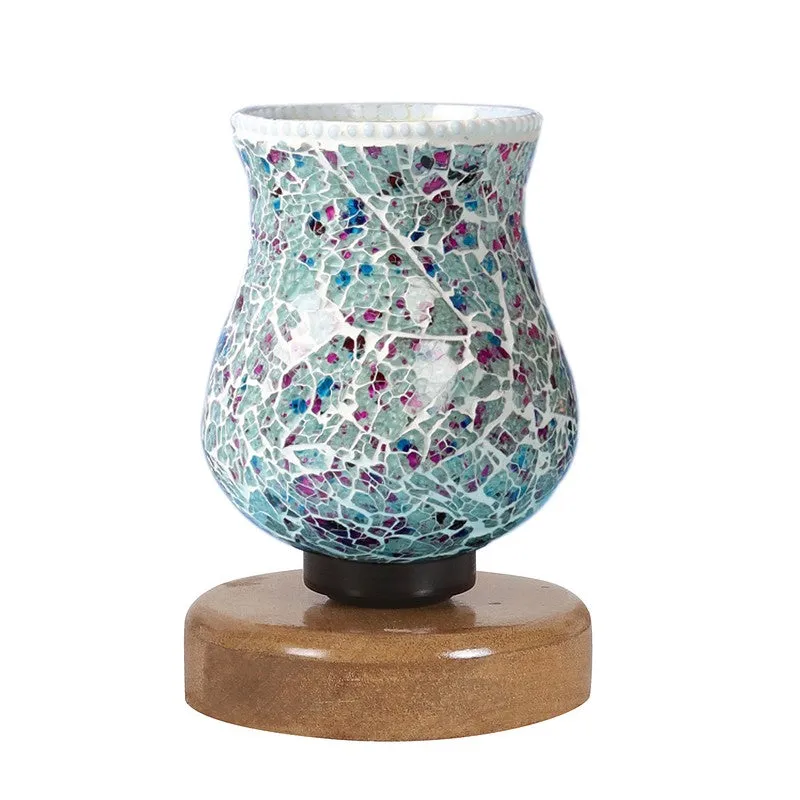 Flareva Mosaic Glass Table Lamp With Wooden Base - Multicolor media 5