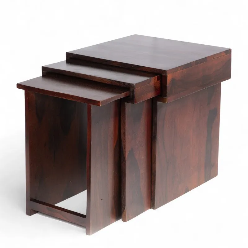 Tverox Sheesham Wooden Side & Bedside Table (Dark Brown) - Set Of Three media 6