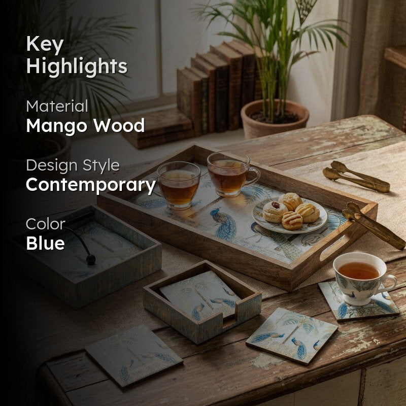 Whitmore Mango Wood Serving Tray Set - Six Piece Set media 2