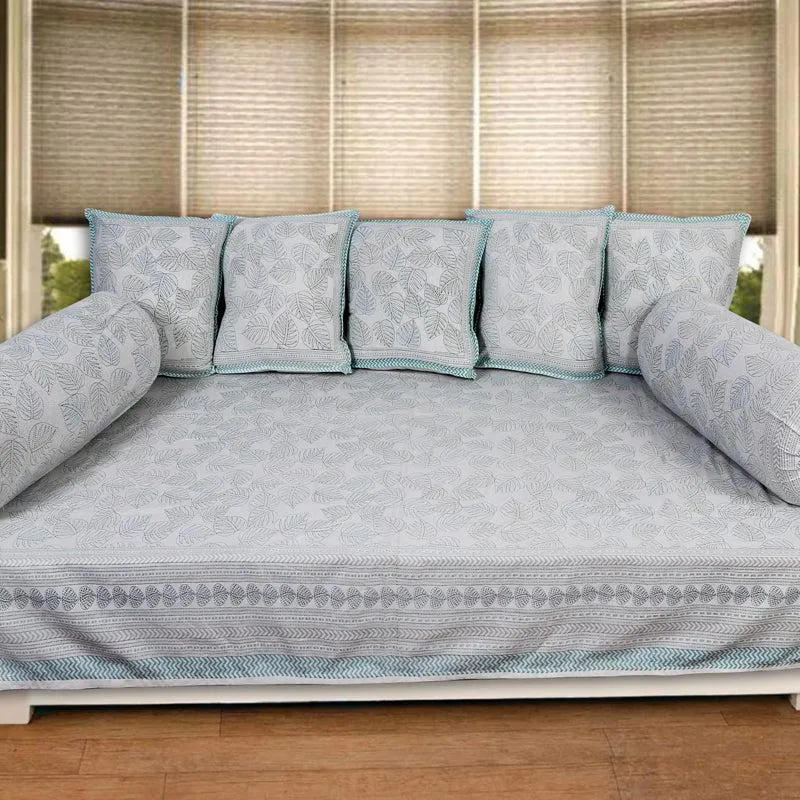 Anvisha Diwan Set (Blue & Grey) - Eight Piece Set media 1