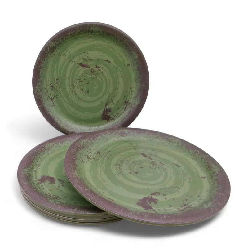 Rustic Q Olive Green Melamine Quarter Plates - Set of Six - 4