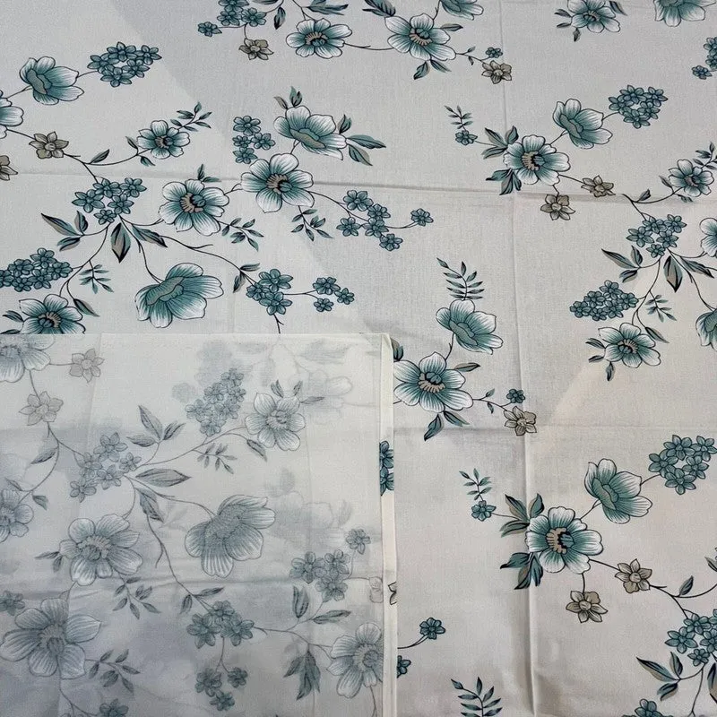 Gentle Petals Cotton Bedsheets (Teal) - 400 TC media 6