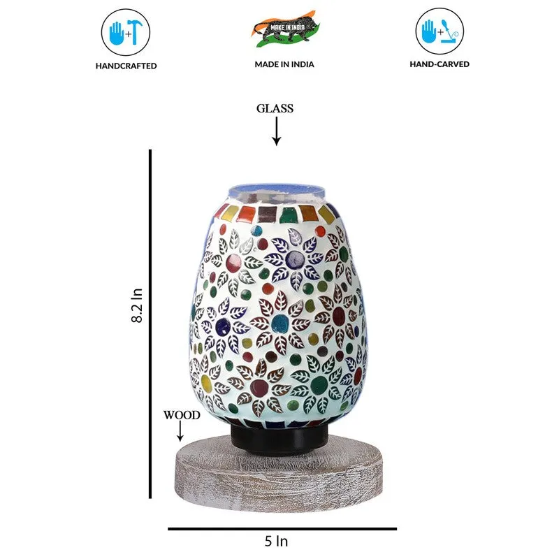 Luminexia Glass Table Lamp With Wooden Base - Multicolor media 8