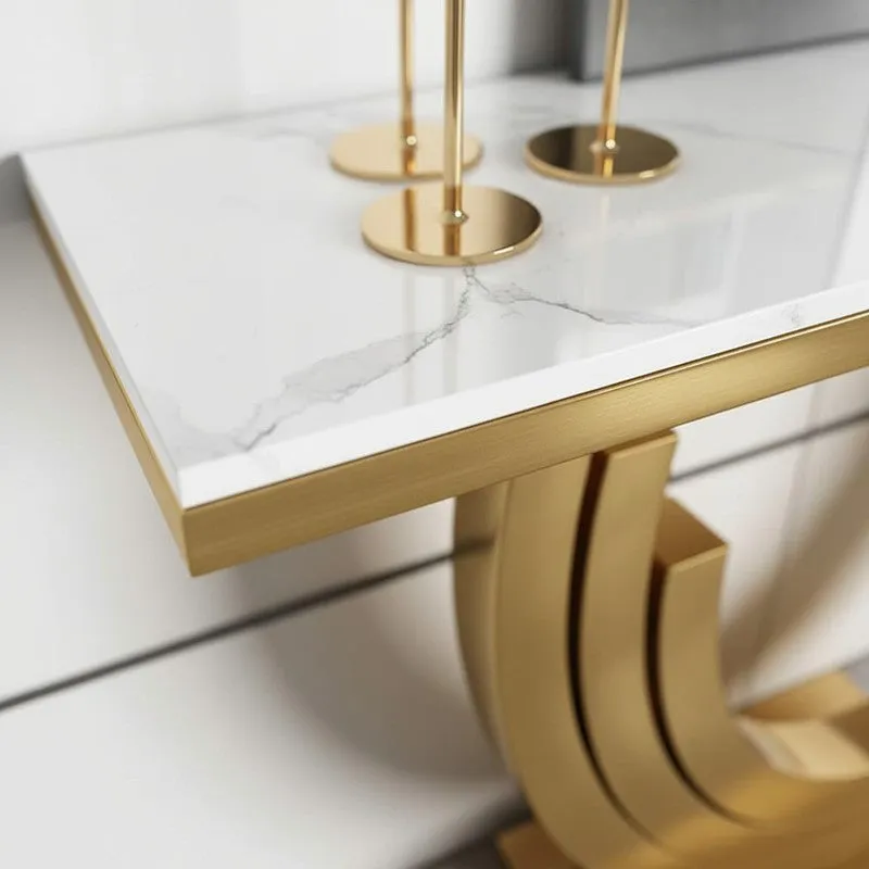 Arch Metal Console Table with Marble Top - Small media 3
