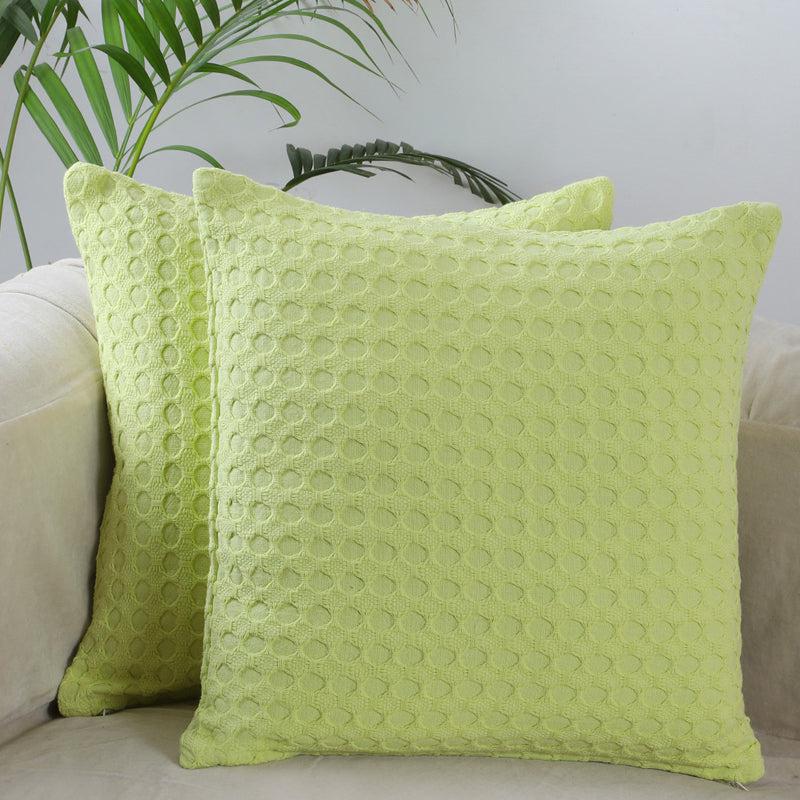Vienna Waltz Solid Cotton Cushion Cover (Light Green) - Set Of Two media 2
