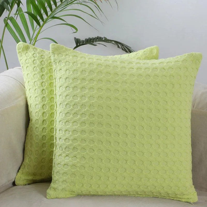 Vienna Waltz Solid Cotton Cushion Cover (Light Green) - Set Of Two media 2