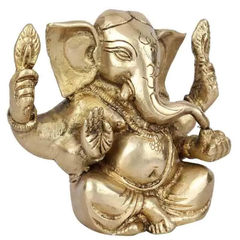 Gold Ganesha Brass Murti media 3
