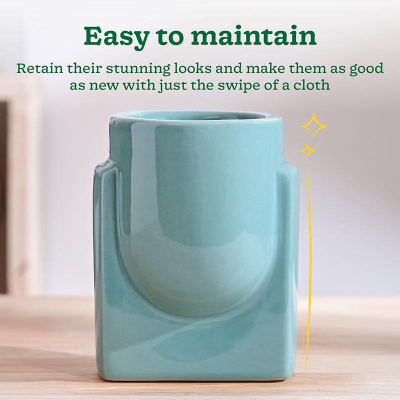 Ugaoo Minimalica Ceramic Planter - Aqua Green media 4