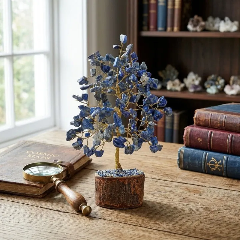 Wisdom Lapis Lazuli Gemstone Tree Decorative Showpiece media 1