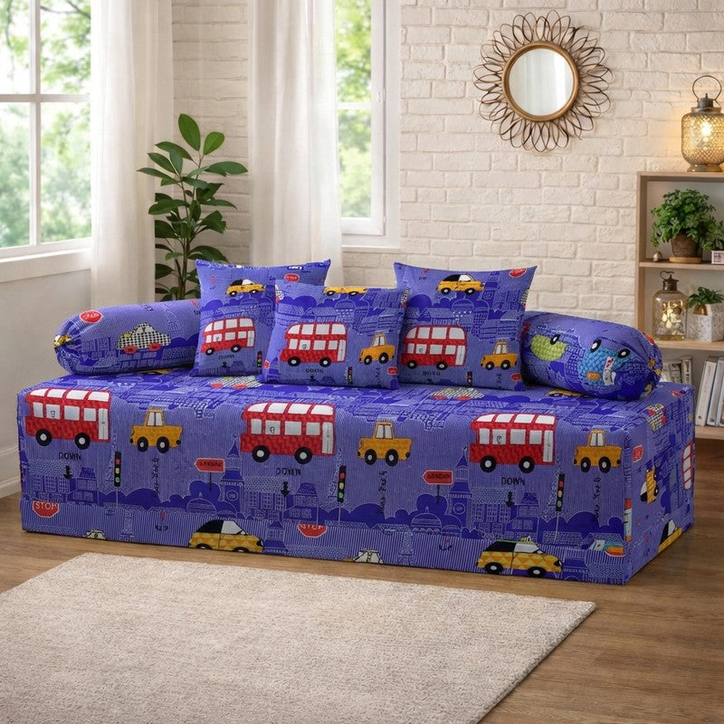 Kidoro Bus Printed Diwan Set - Six Piece Set