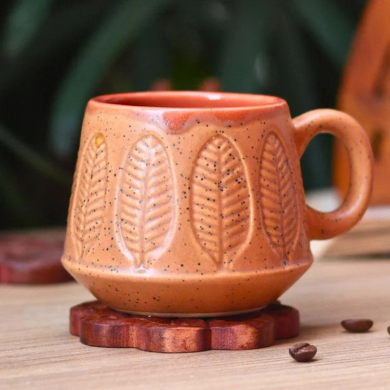 Bergo Ceramic Tea Cup (200 mL Each)/Peach,Grey)-  Set of Two media 1