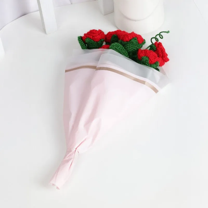 Crochet Handmade Rose Bouquet (Red) - Set Of Six media 4