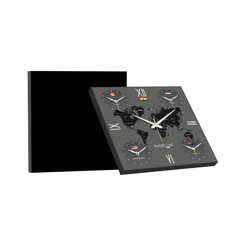 World Time Zone Wall Clock - Grey media 6