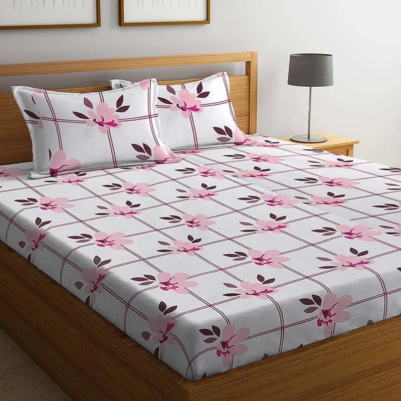 Zephyr Checkered Bedsheet (Pink) - 150 GSM media 1
