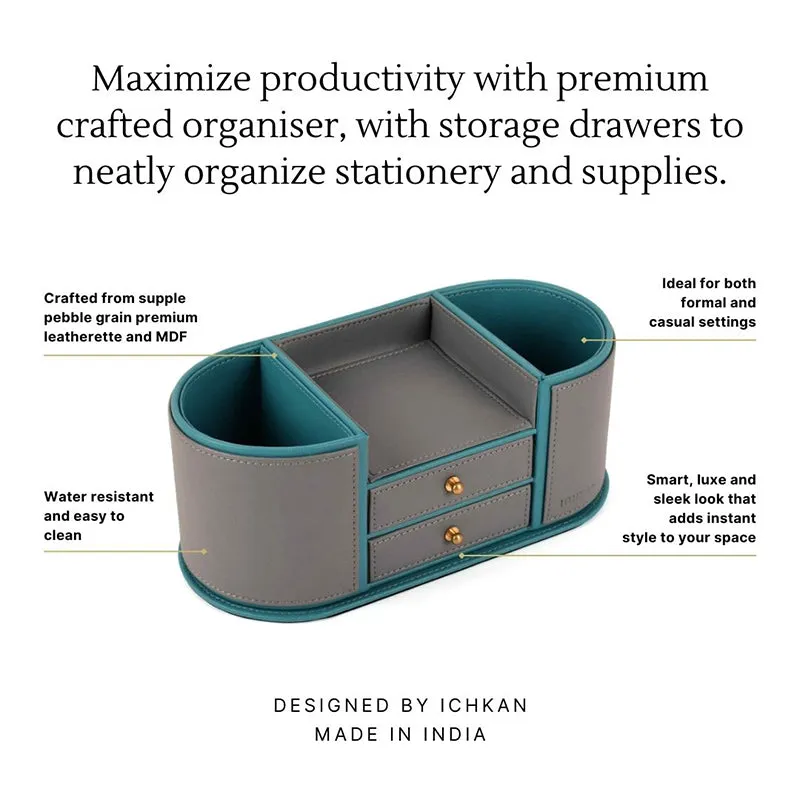 Tisca Curve Faux Leather Desk Organizer - Grey media 3