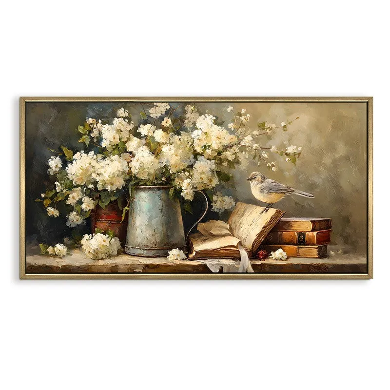 Ivory Blooms Canvas Wall Painting With Frame media 3