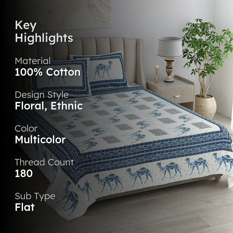 Bringa Cotton Bedsheet (Blue) - 180 TC media 2
