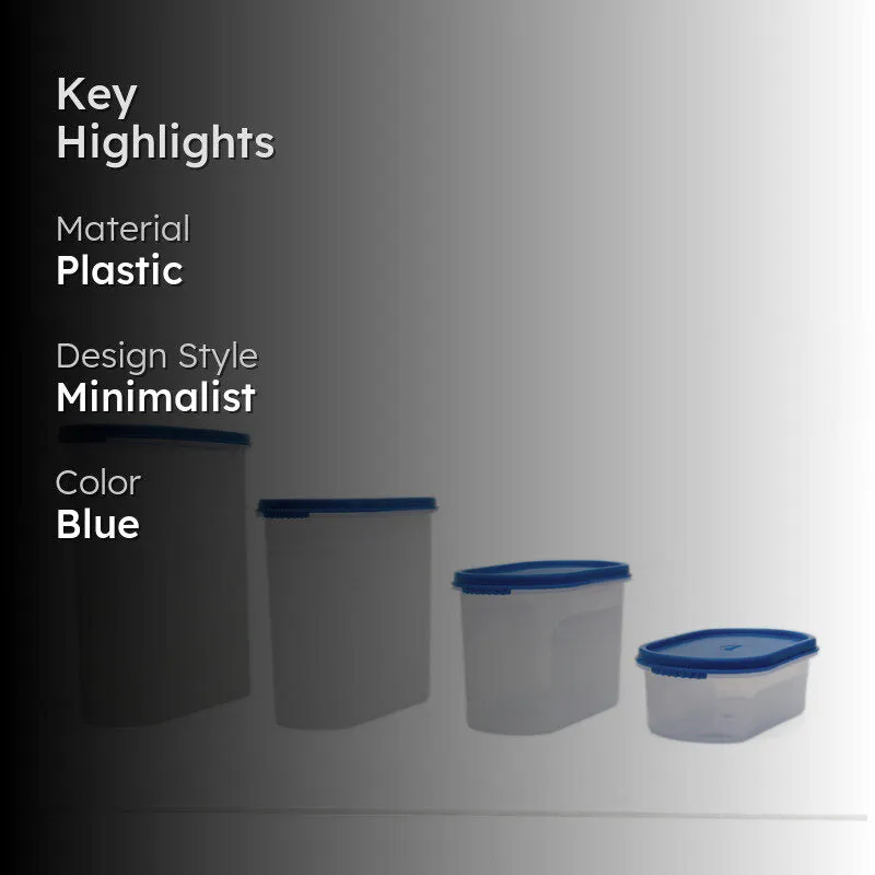 Corey Blue Storage Conatiners (2800 mL/1800 mL/1200 mL/650 mL) - Set Of Four media 2
