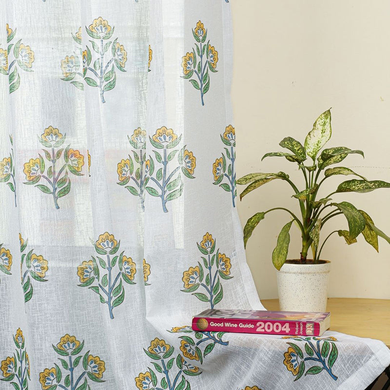 Caelra Linen Texture Sheer Curtain - Set Of Two media 10