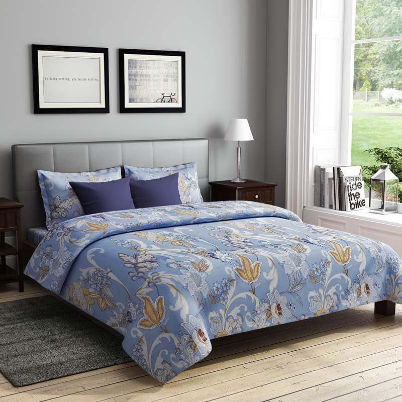 Meadow Bell Floral Microfiber Bedsheet - 220 GSM - Queen/Double