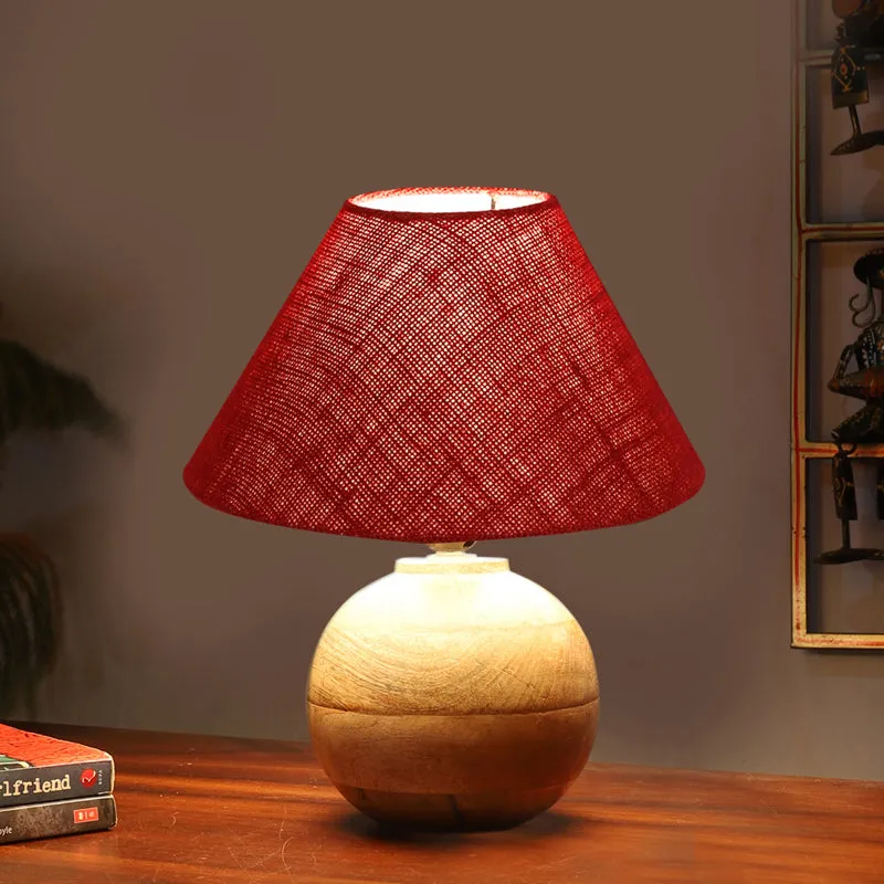 Sienna II Orb Jute Table Lamp - Maroon,Brown media 1