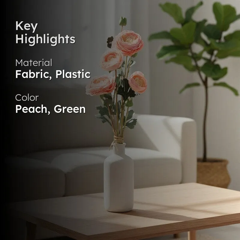 Florya Rose Fabric Artificial Flower - Peach media 2