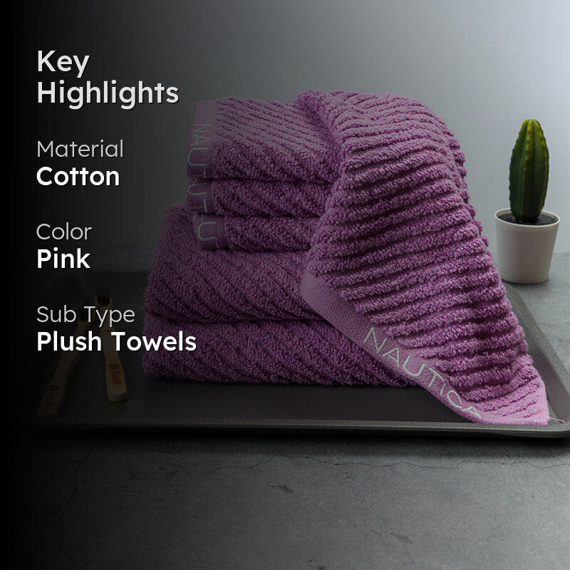 Nautica Riviera Soft Cotton Towel Set (Lilac) - Set Of Six media 2