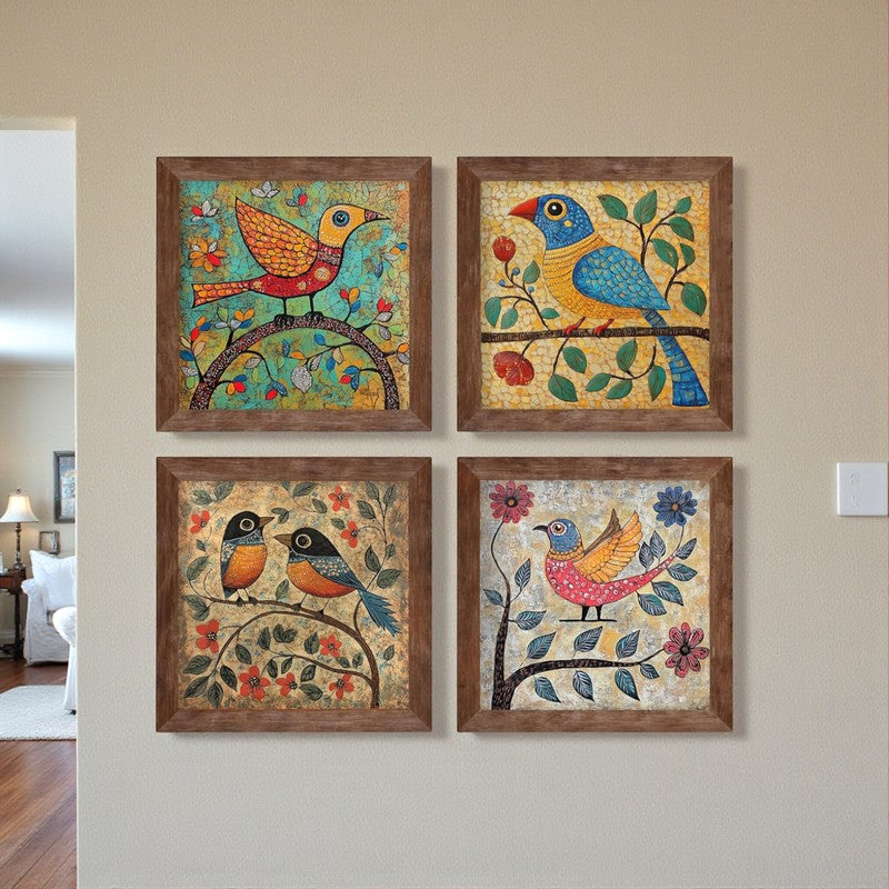 Colorful Pakshis II Wall Art with Frame - Set Of Four media 7