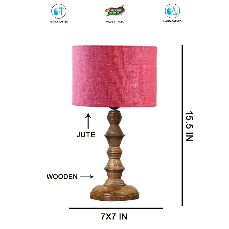 Sienna I Timber Wooden Table Lamp - Pink,Brown media 7