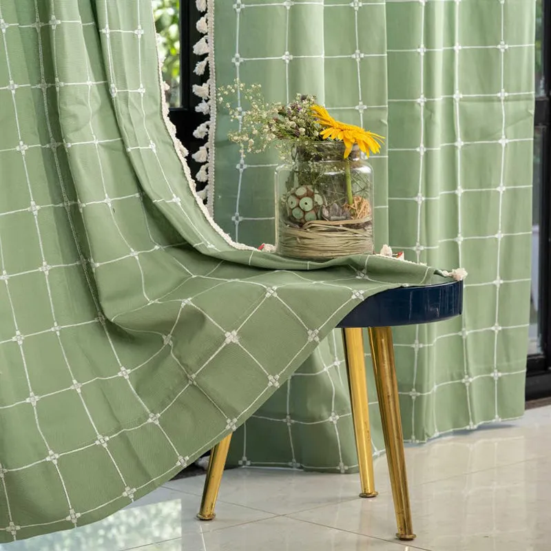 Urban Space Kanya Grid Curtain - Sage Green media 1