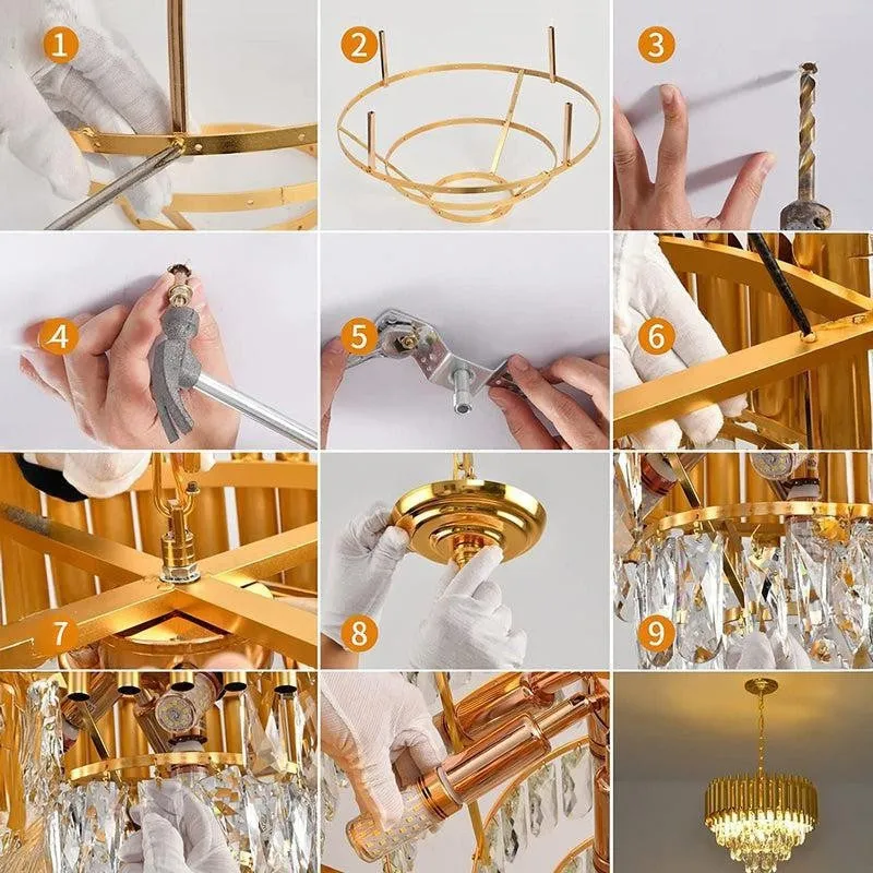 Versailles Metal Crystal Chandelier - Gold media 6