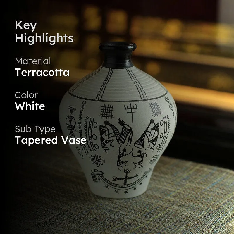 Madhuvan Handpainted Vase - White media 2
