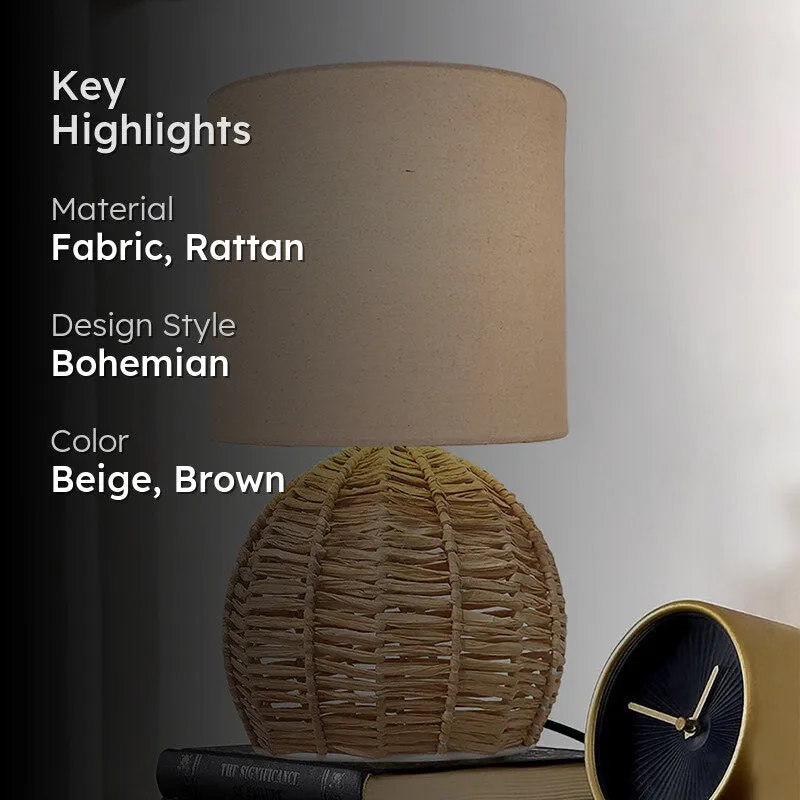 Palladian Raffia Fabric Table Lamp - Beige,Brown media 2