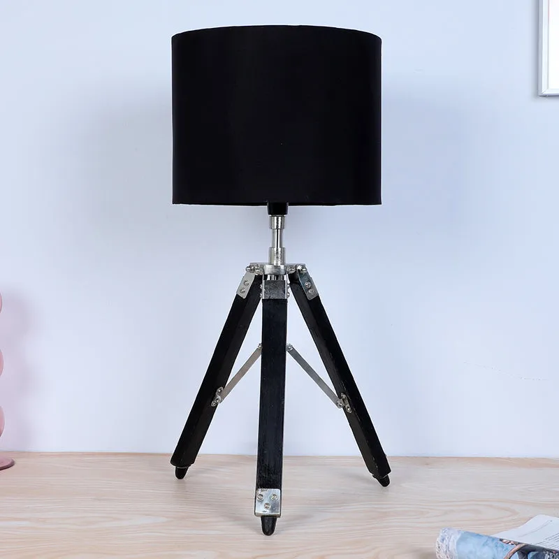 Urbane Fold Solid Tripod Mango Wood Table Lamp - Black media 3