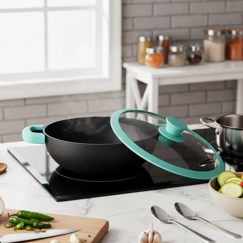 Bergner Cast Iron Kadhai With Lid - 3800 mL/11 Inches media 1