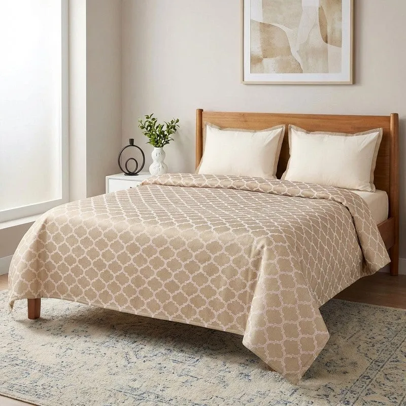 Axis Aura Cotton Bedsheet (Beige) - 224 TC media 1