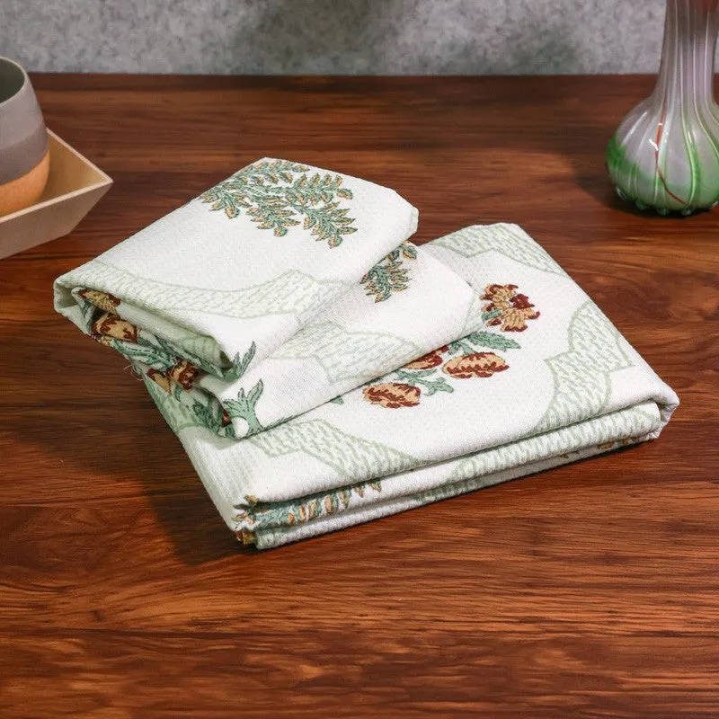 Flora Drift Cotton Towels (Green) - Three Piece Set media 7