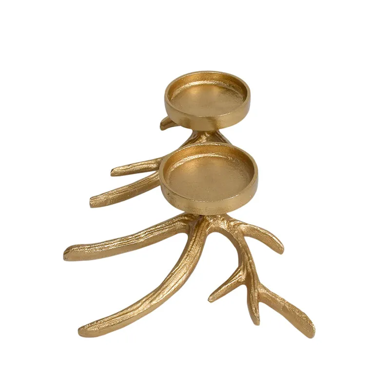 Antler Charm Candle Holder - Golden media 3