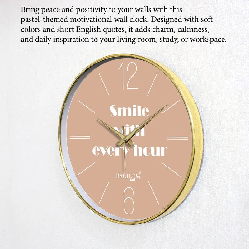 Smile Every Hour Round Analog Wall Clock - Brown media 6