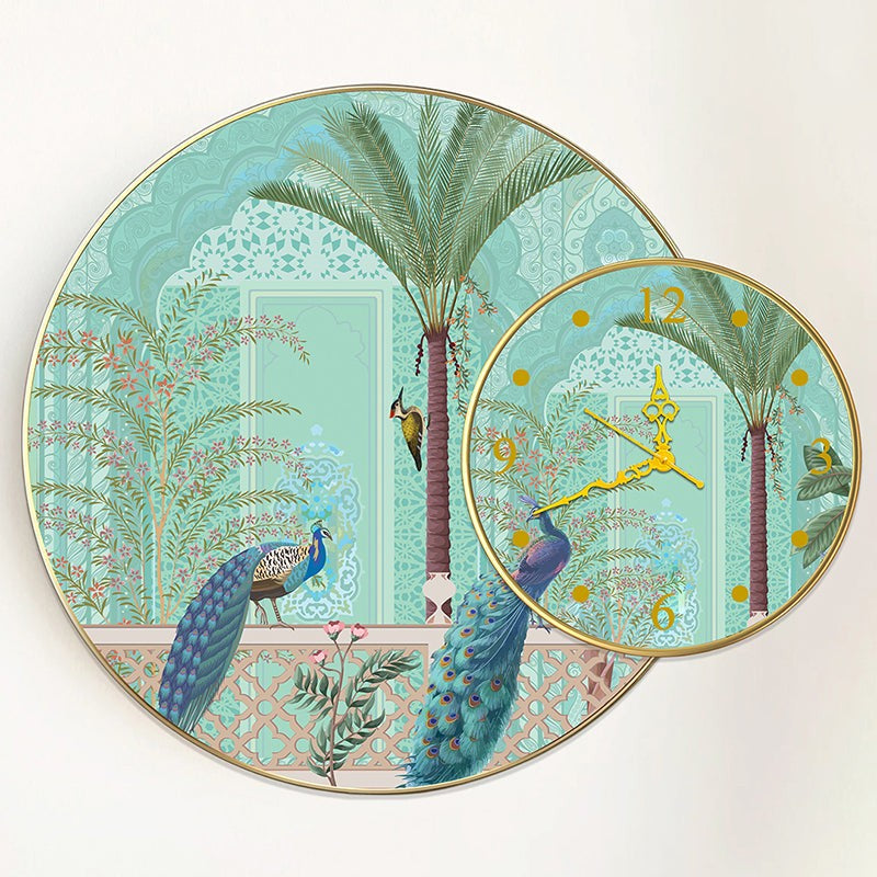 Peacock Rest Wall Art With Analog Clock media 7