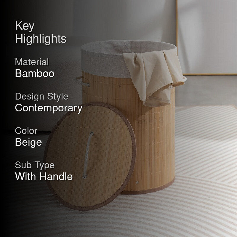 Rioware Tall Storage Bamboo Laundry Basket - Natural Wood media 2