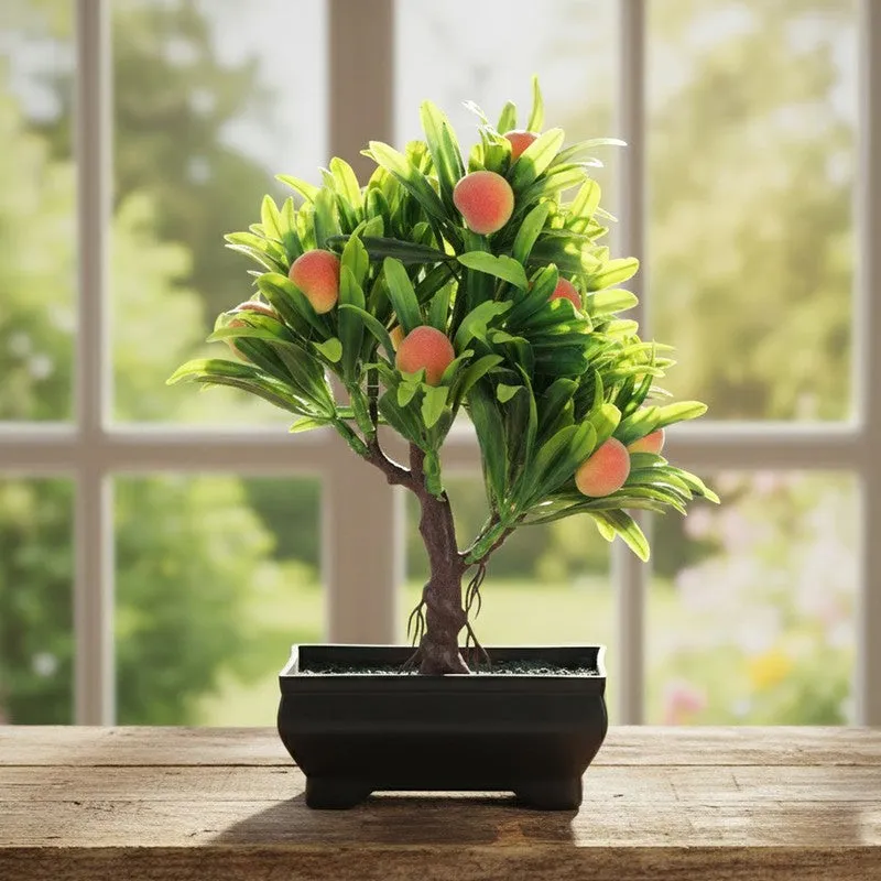 Leafora Peach Artificial Plant With Plastic Pot - 0.8 Feet media 6