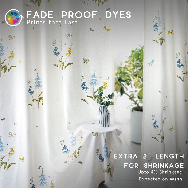 Tranquebar Home Petal Whisper Cotton Curtains(Blue) - Set Of Two media 6
