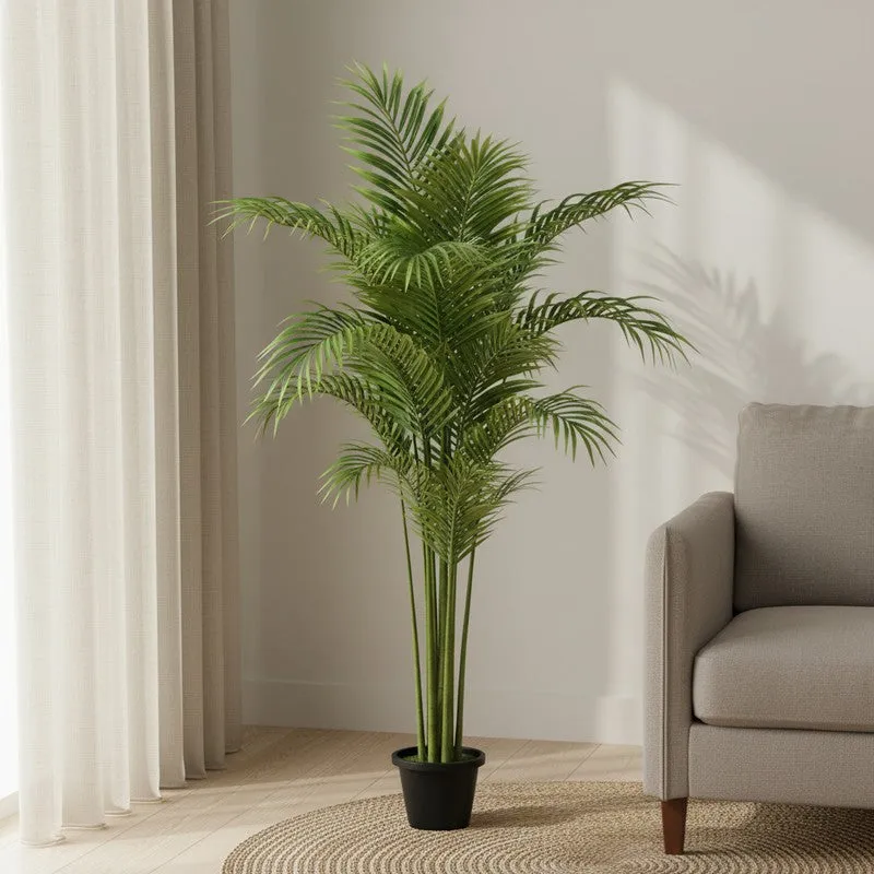Fauxliage Artificial Areca Plant With Black Plastic Pot- 4 Feet media 2