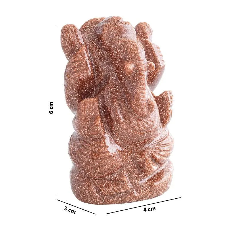 Side view of red Ganesha showpiece with visible 4 x 3 x 6 cm proportions